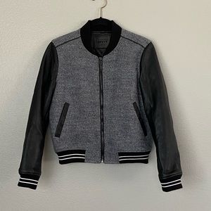 BLANK NYC Classic varsity jacket gray black faux leather JUNIORS XL